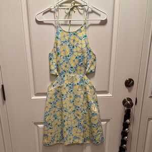 Zara Yellow and Blue Floral Dress